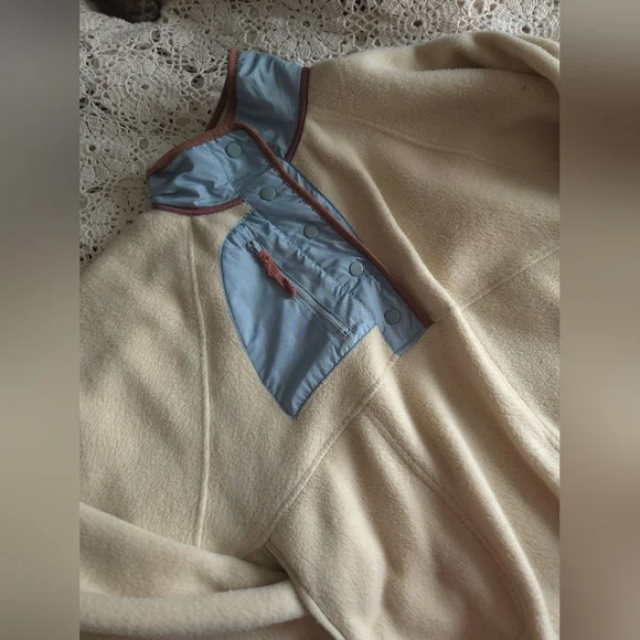 Thread & Supply Fleece Pullover Jacket L Cream Snap Neck Cozy Sherpa Outdoor - Picture 3 of 10